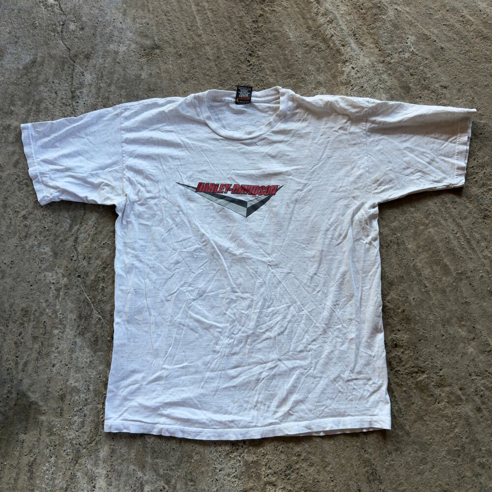 Vintage Harley Davidson Shirt Tee Graphic Logo White Men's XL 00s Biker Moto
